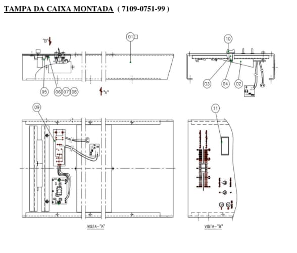 tampa da caixa montada